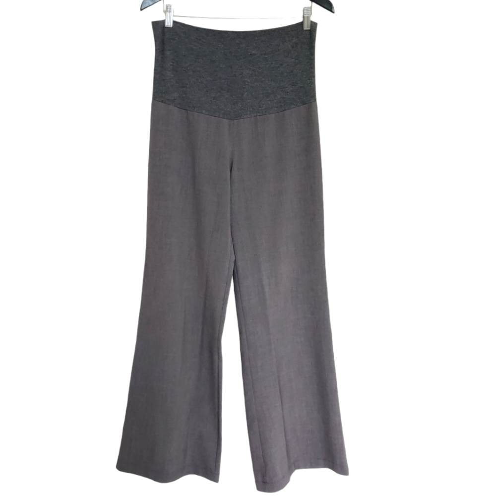 Olian pants womens M grey maternity wide leg work dress pant